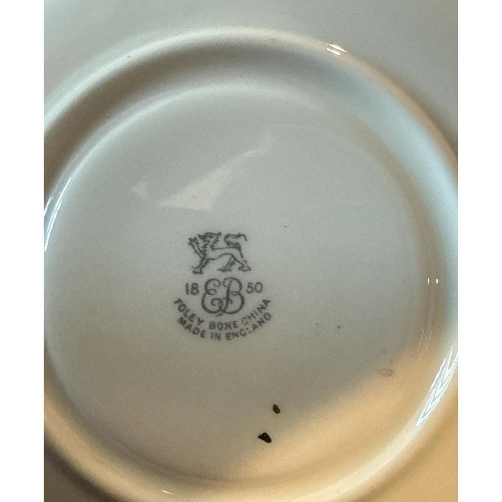 EB Foley England Bone China Tea Cup Teacup Saucer Pale Blue Floral Flowers‎ VTG
